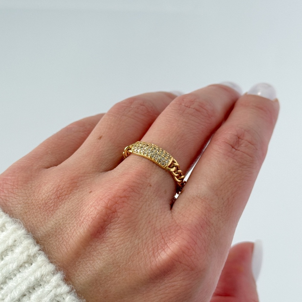 Elegant 18k Gold Chain Ring l Size 9